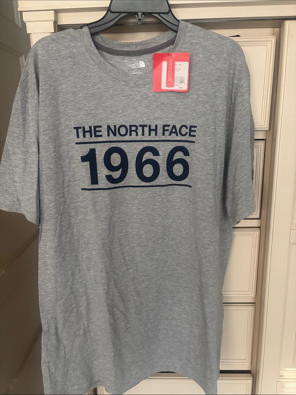 The North Face Men's 1966 Logo Tee - Light Gray with Navy Print